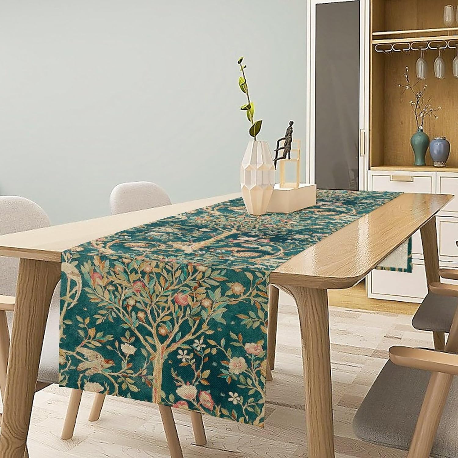 Art Craft William Morris - Chemin de table botanique vert William
