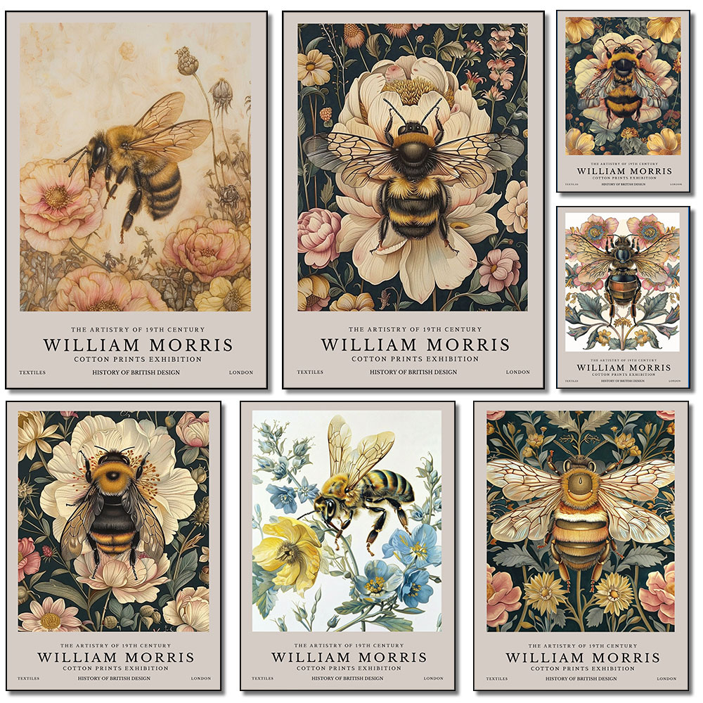 Art Craft William Morris - Affiche rétro William Morris avec abeilles