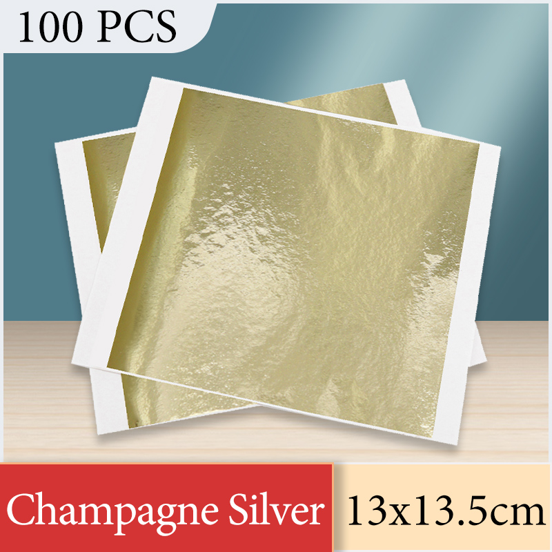 Art Craft Leaves - 13x13.5cm Champagne Argent Feuille Papier Or