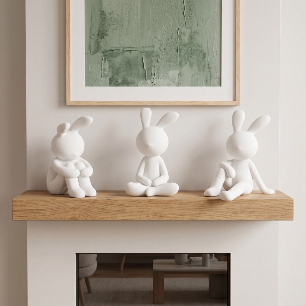 Art Craft Rabbit - 3 figurines de lapins assis imprimées