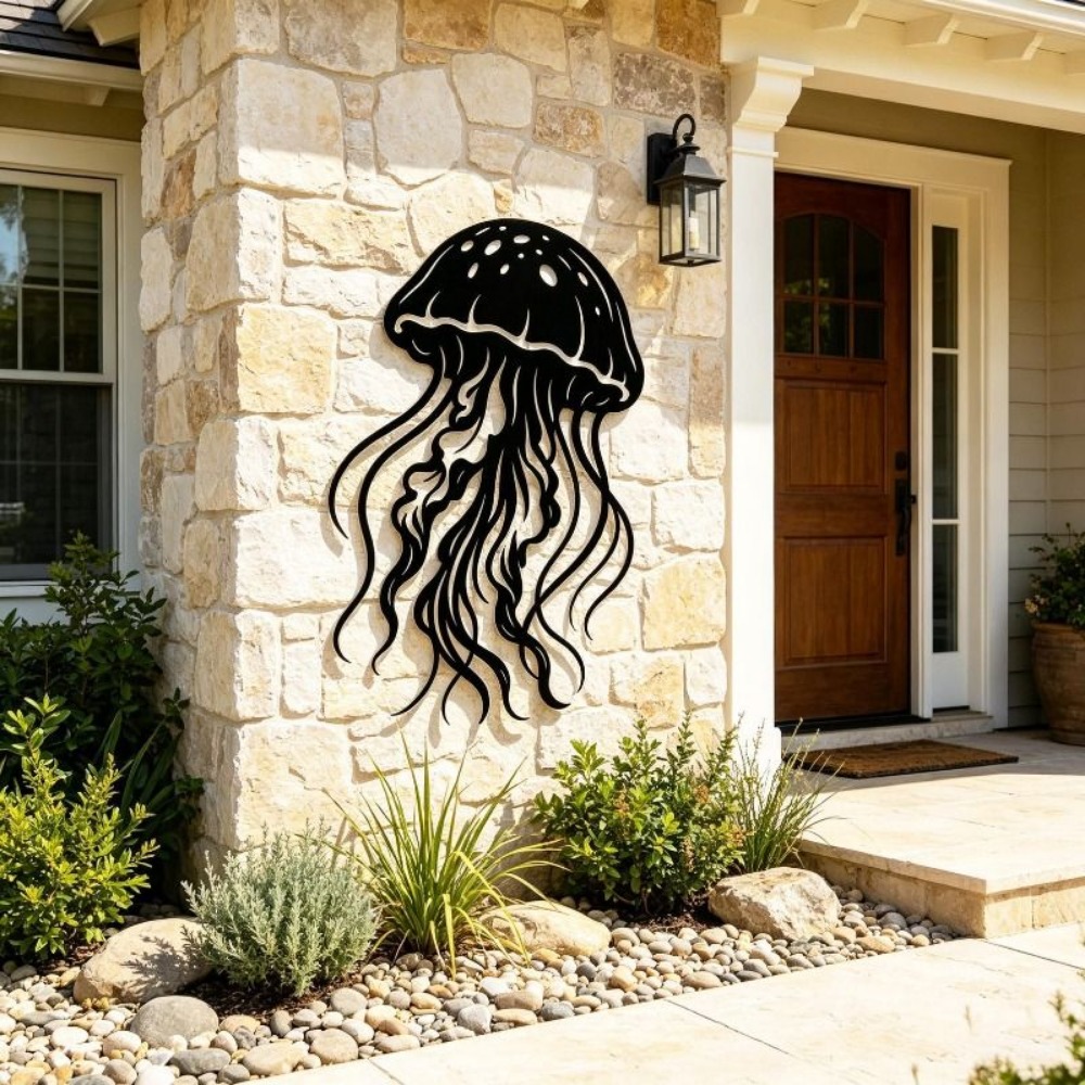Art Craft Jellyfish - CIFBUY Sculpture murale en métal Méduse,