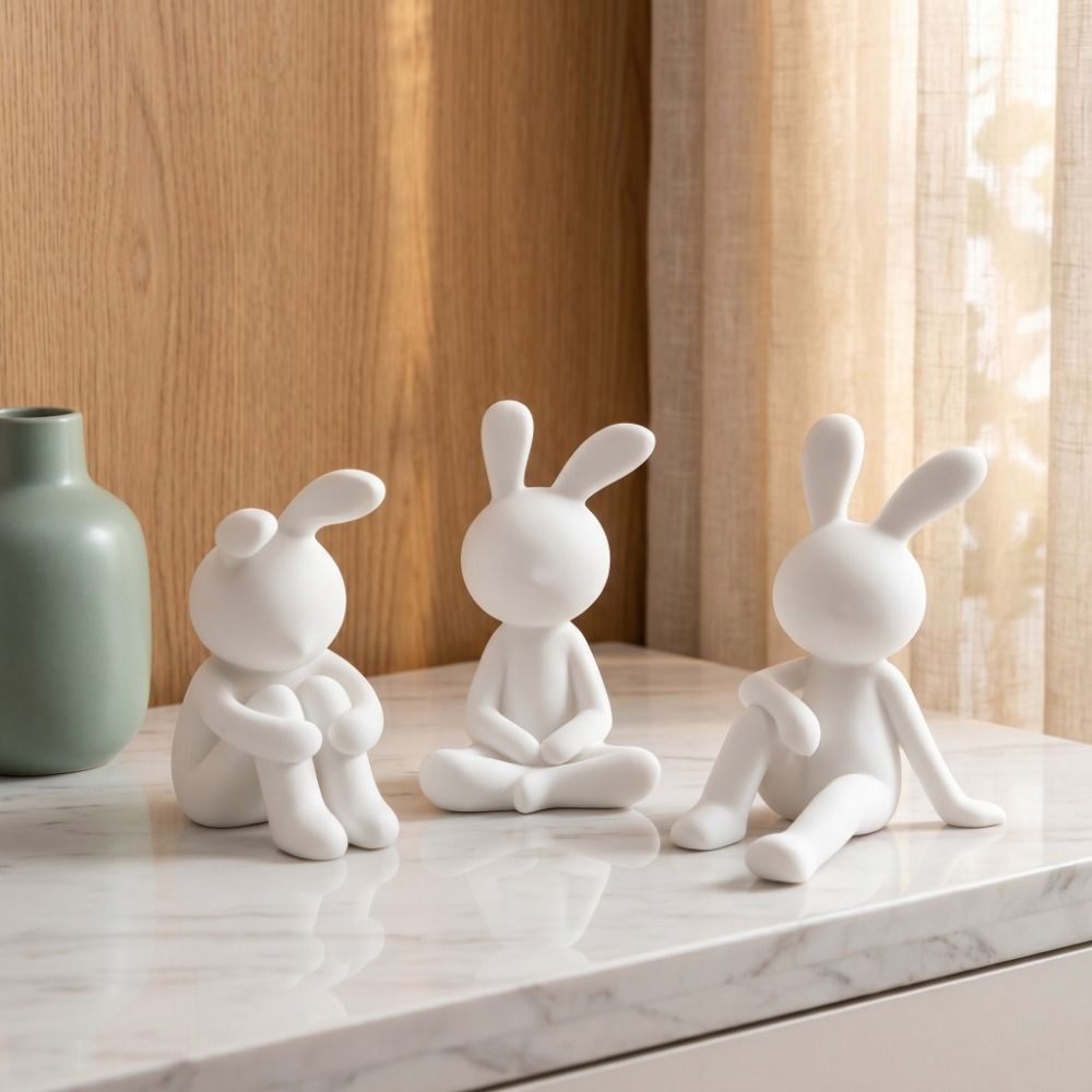 3 figurines de lapins assis im - Art Craft Rabbit avis et prix