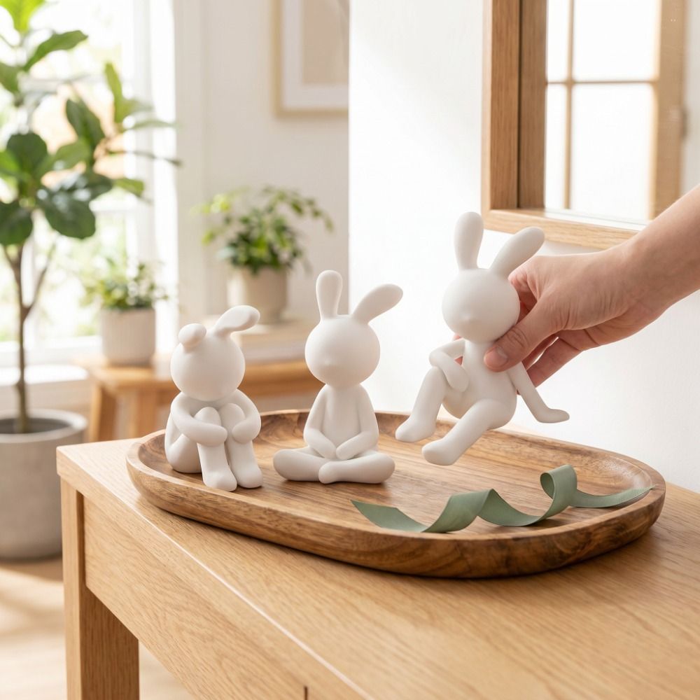 3 figurines de lapins assis im - Art Craft Rabbit avis et prix