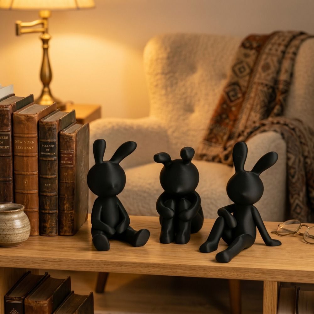 3 figurines de lapins assis im - Art Craft Rabbit avis et prix